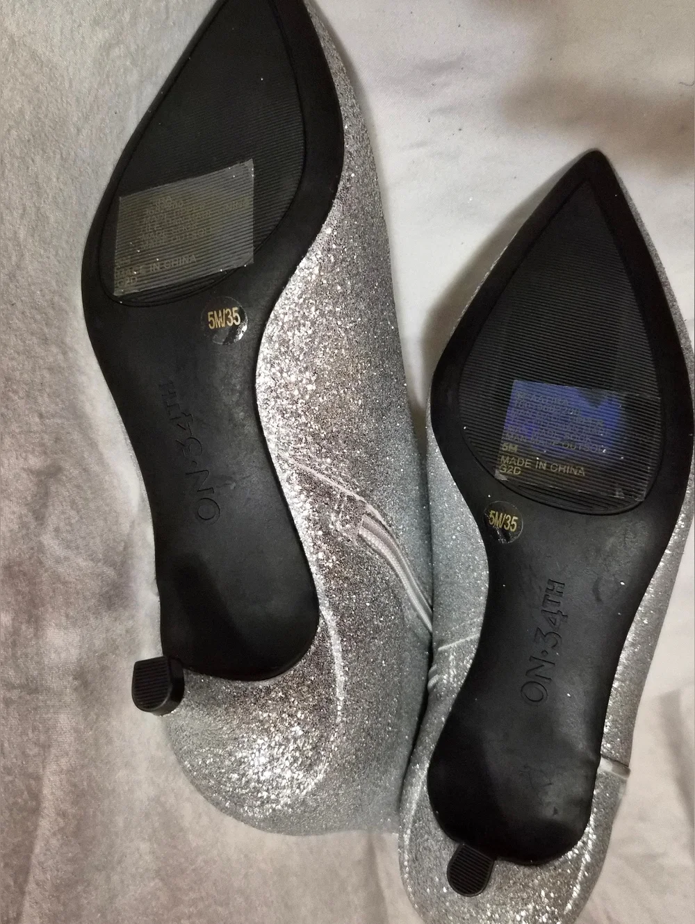 On 43th Aatira Silver Glitter Ankle Boot With Kitten Heel NWOT